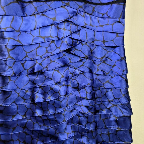 Eliza J Women Blue Black Tiered Layered Cocktail Dress Sz 8P Spaghetti Strap Zip - Picture 5 of 9